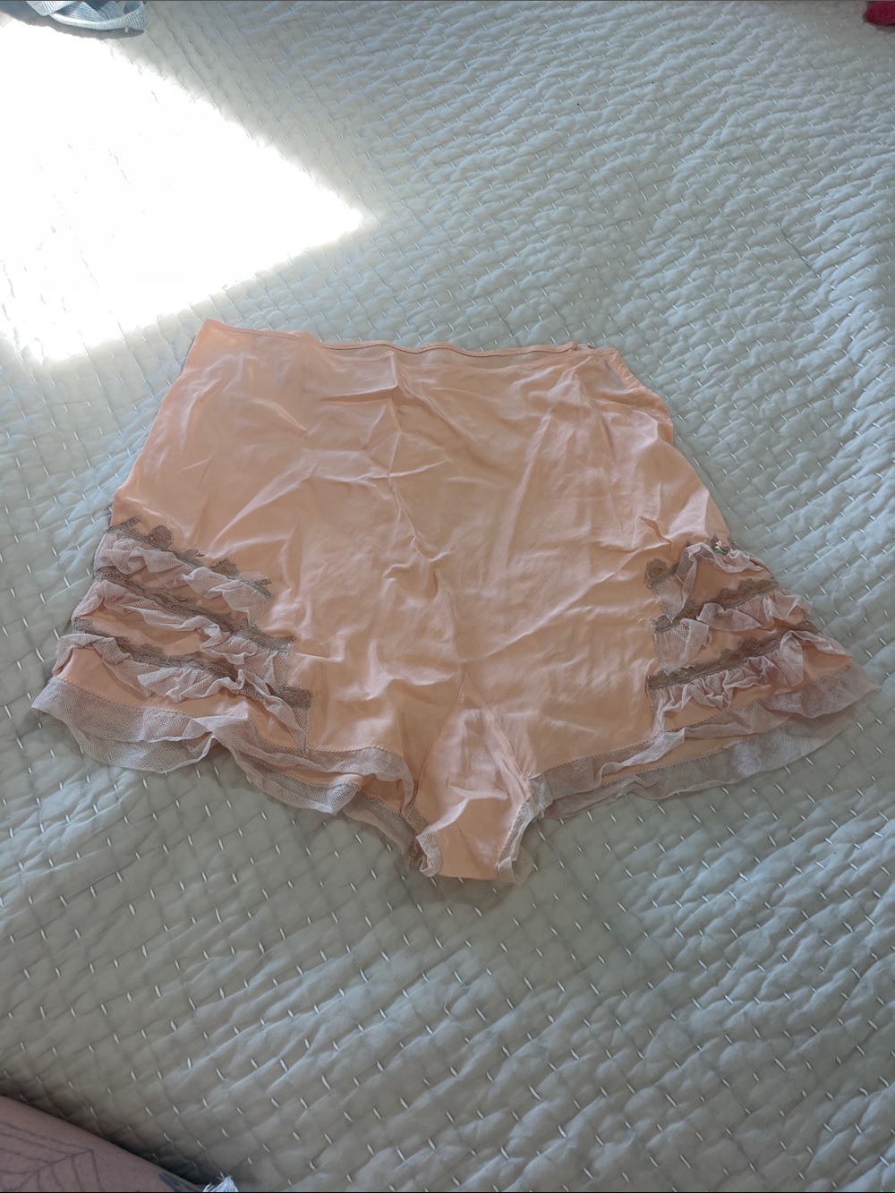Peach Ruffle Trim Sleep Shorts - Women Intimates
